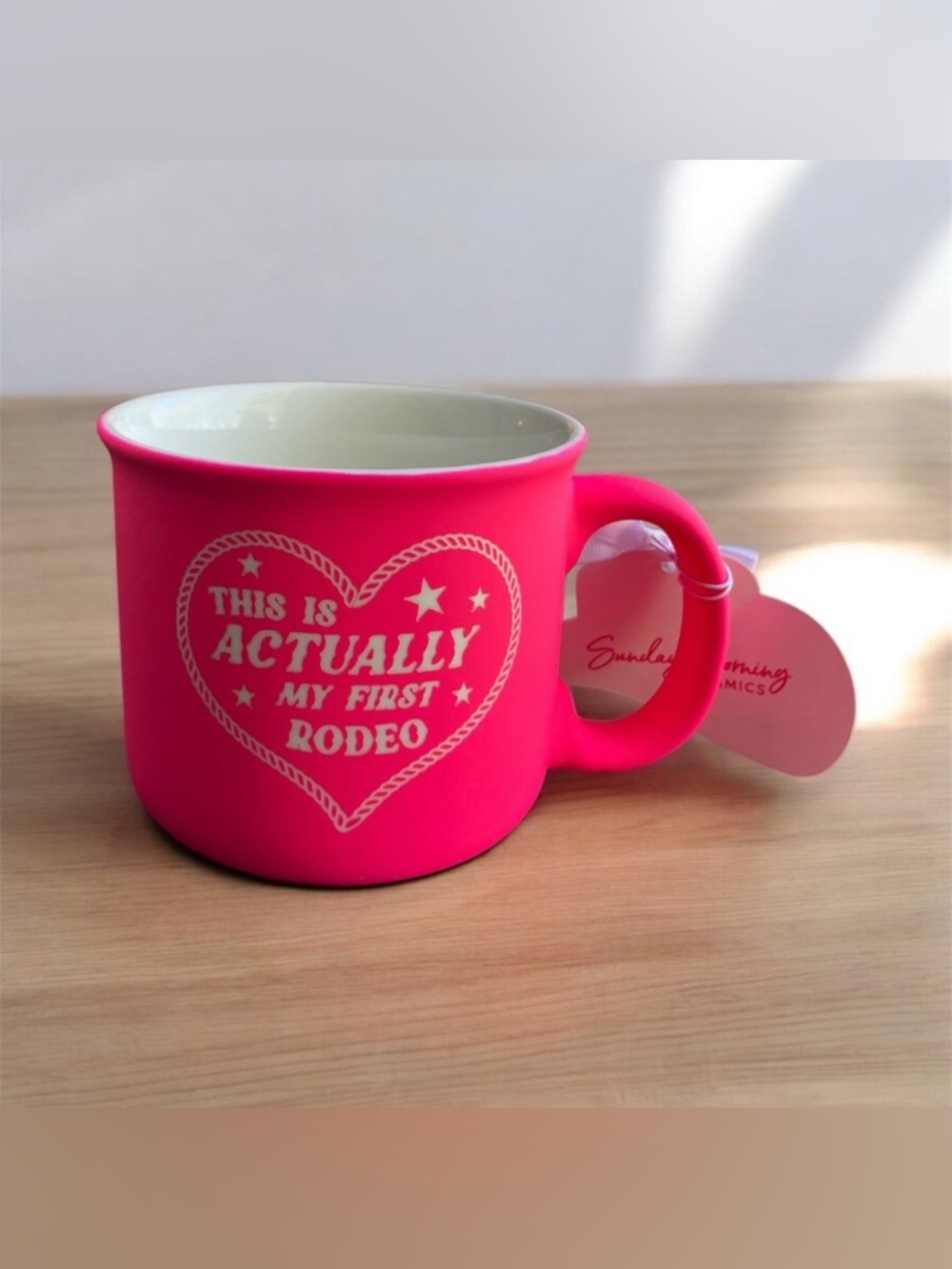 NEW Sunday Morning Ceramics THIS IS ACTUALLY MY FIRST RODEO Pink Cowgirl Mug